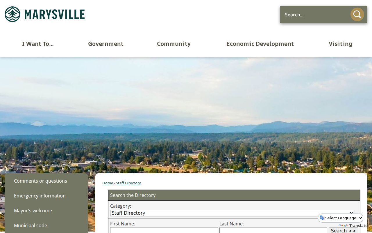 Marysville people directories city staff search