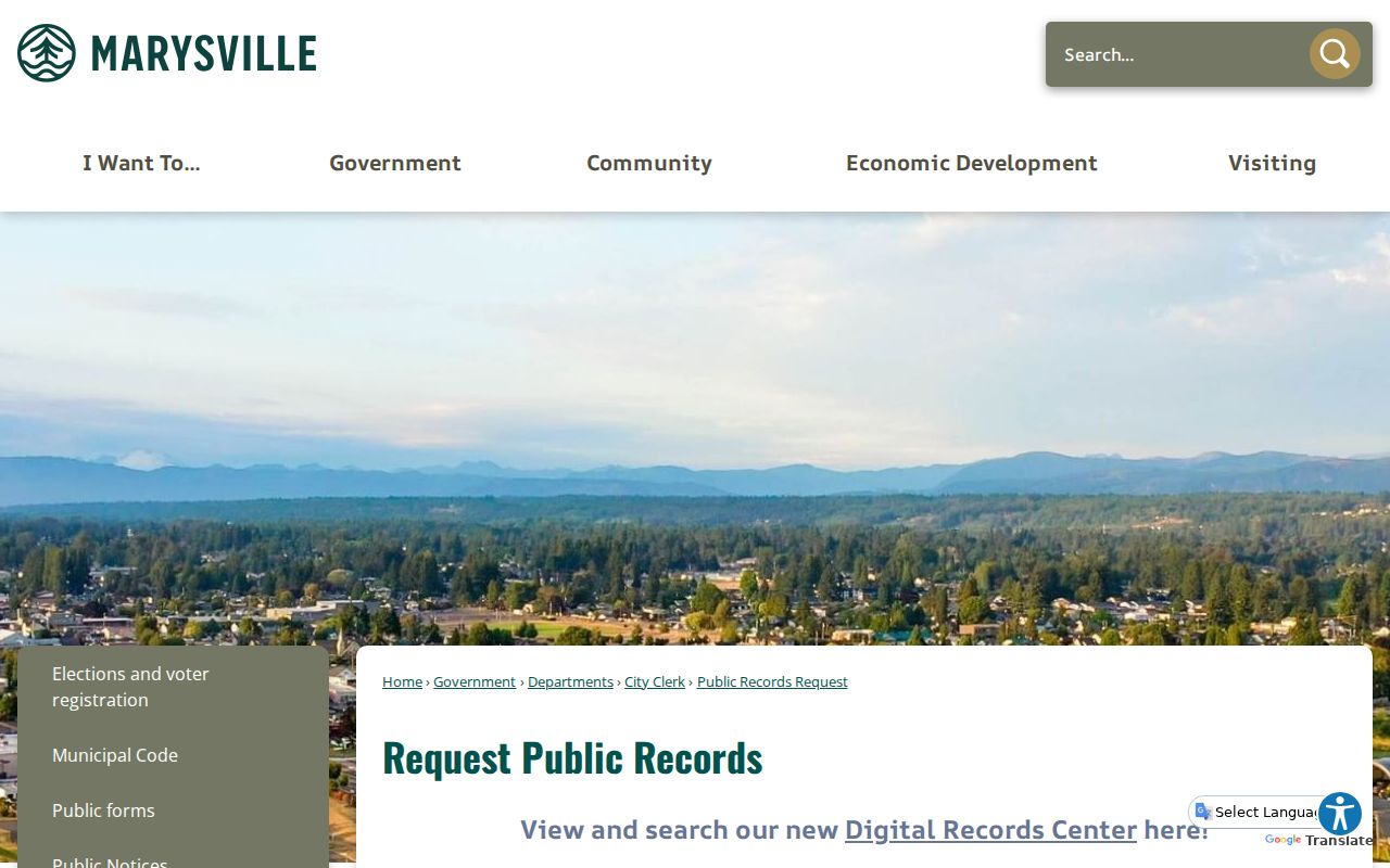 Marysville people search public records request center