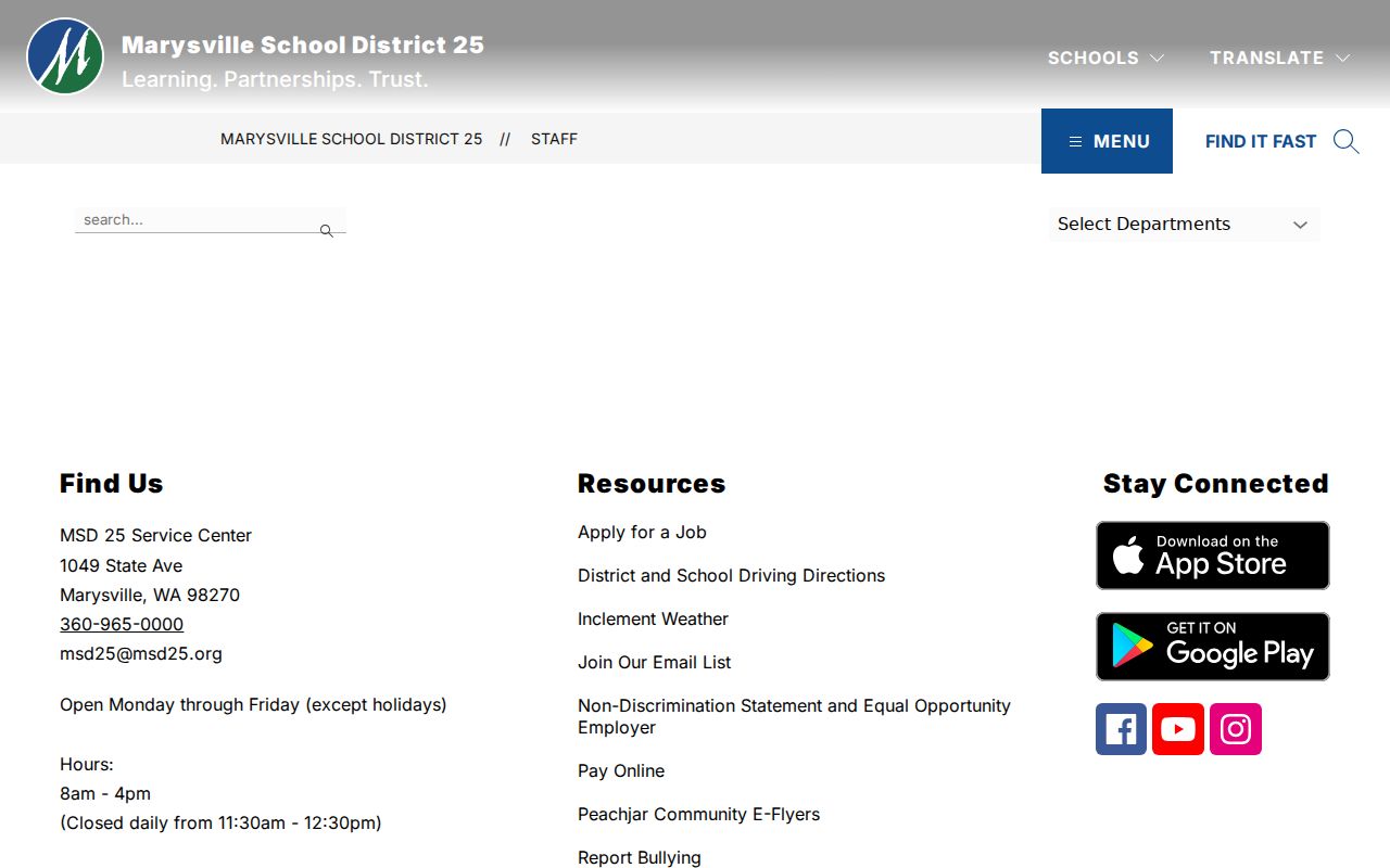 Marysville people directories school district staff search