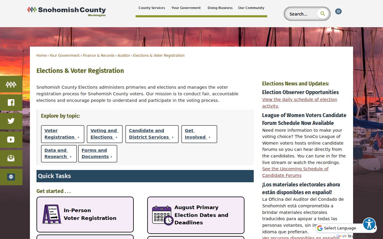 Snohomish County Elections services for Marysville voter records